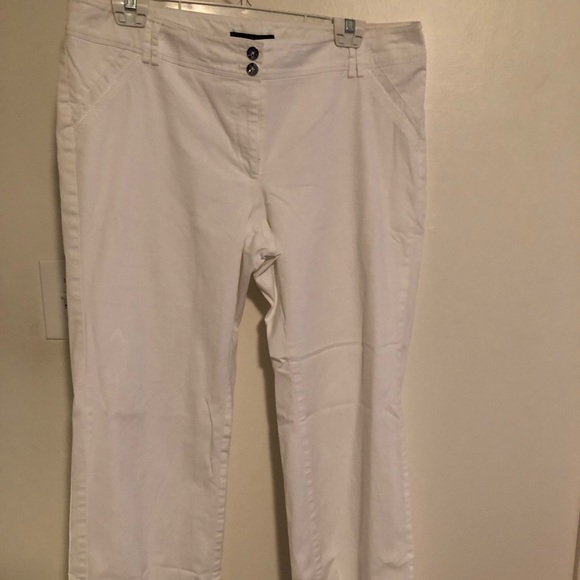 white lined pants